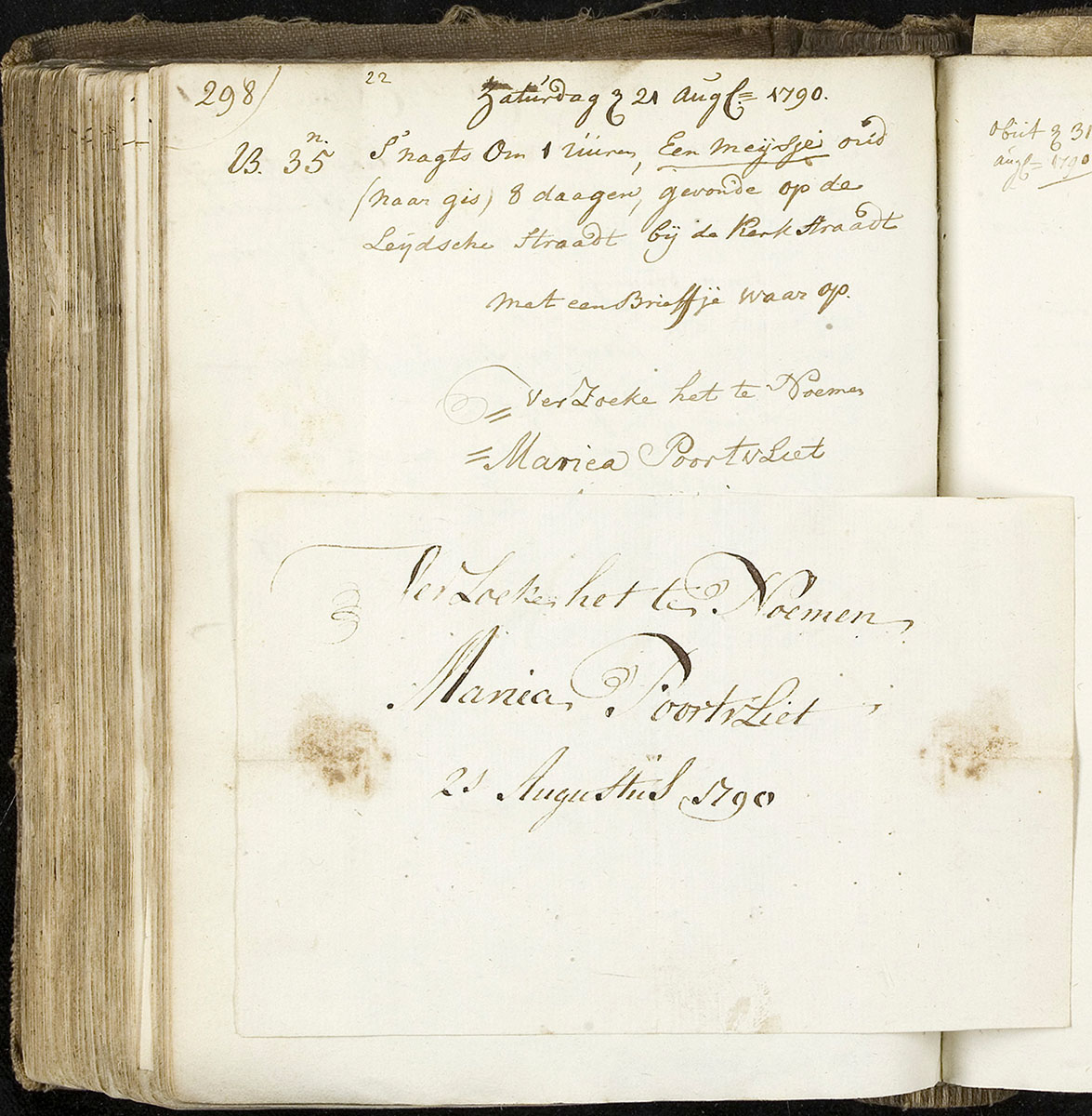 Vondeling Maria Poortvliet Aalmoezeniersweeshuis 1790 