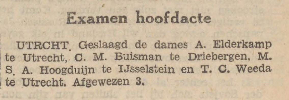 Anna Elderkamp geslaagd hoofdakte