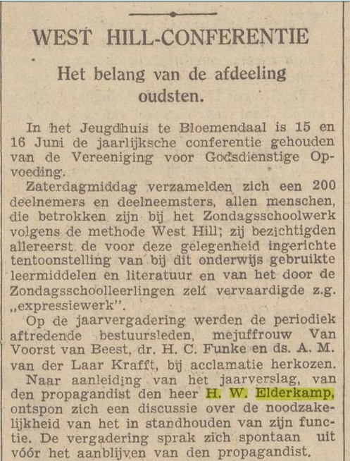 Deel verslag West Hill Conferentie 1935