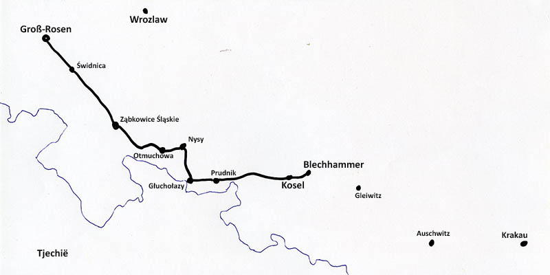 Route dodenmars Blechhammer - Grosz-Rosen