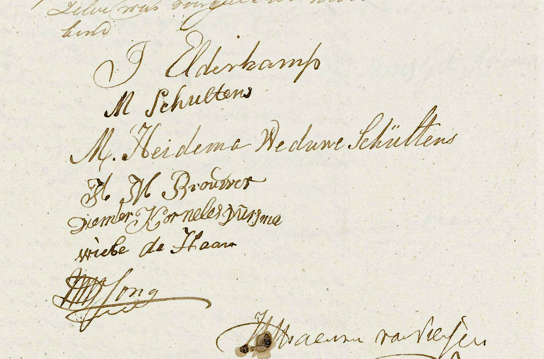 Ondertekening huwelijksakte Schultens Elderkamp