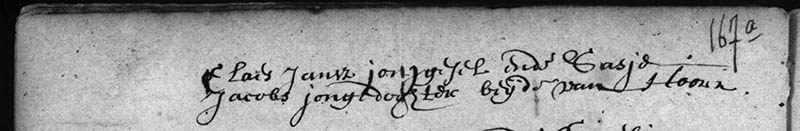 Huwelijksakte Sasje Geusebroek en Claes Jansz 1668